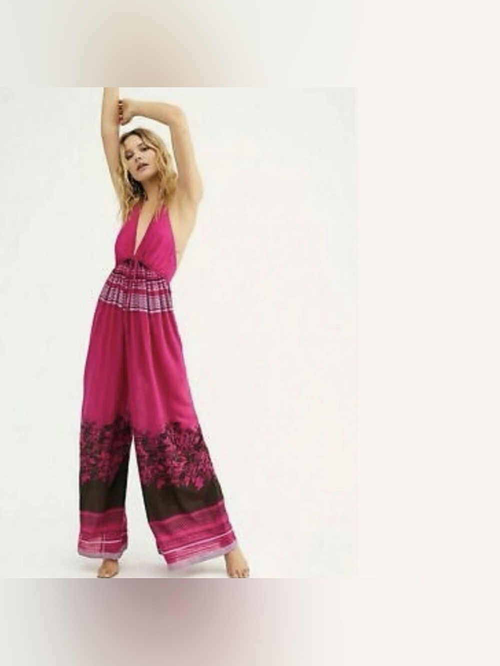 Free People Palm Beach Halter One Piece Jumpsuit Size Medium